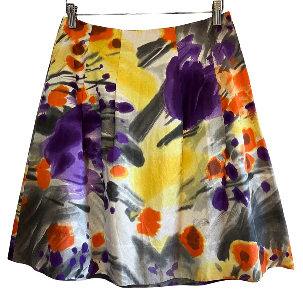 Nougat London silk blend bright abstract print a-line skirt excellent condition